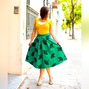 Betty Page Tatyana Green Fan Fanny Retro 50s Rockabilly Pinup Skirt